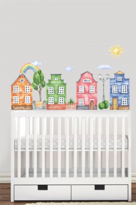 Renkli Şehir Çocuk Odası Duvar Stickerı